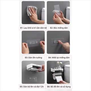 Giá treo giấy vệ sinh thông minh, Kệ nhà tắm đựng đồ vệ sinh dán tường