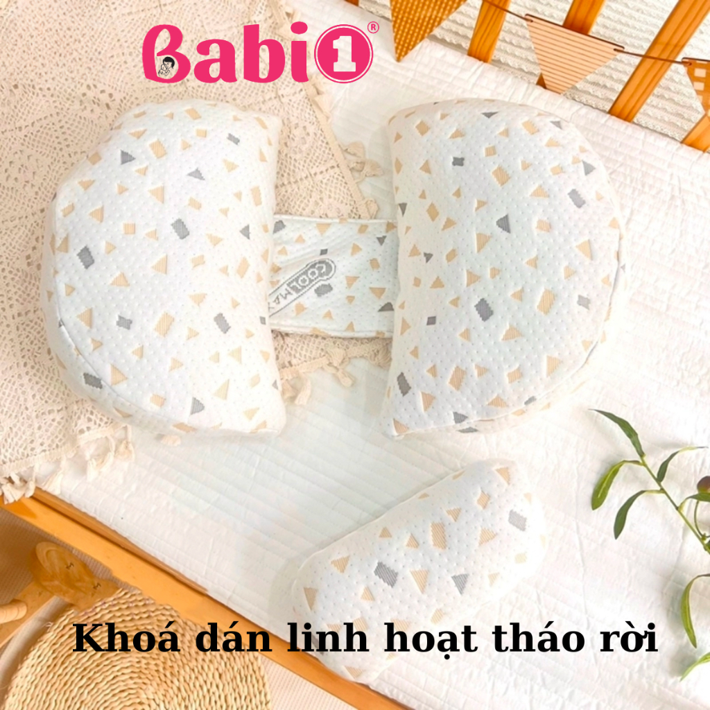 Gối Bầu Cánh Tiên BabiOne Cao Cấp Giảm Đau Lưng Đỡ Bụng Ngủ Ngon Kèm Gối Phụ Cotton Mềm Mại