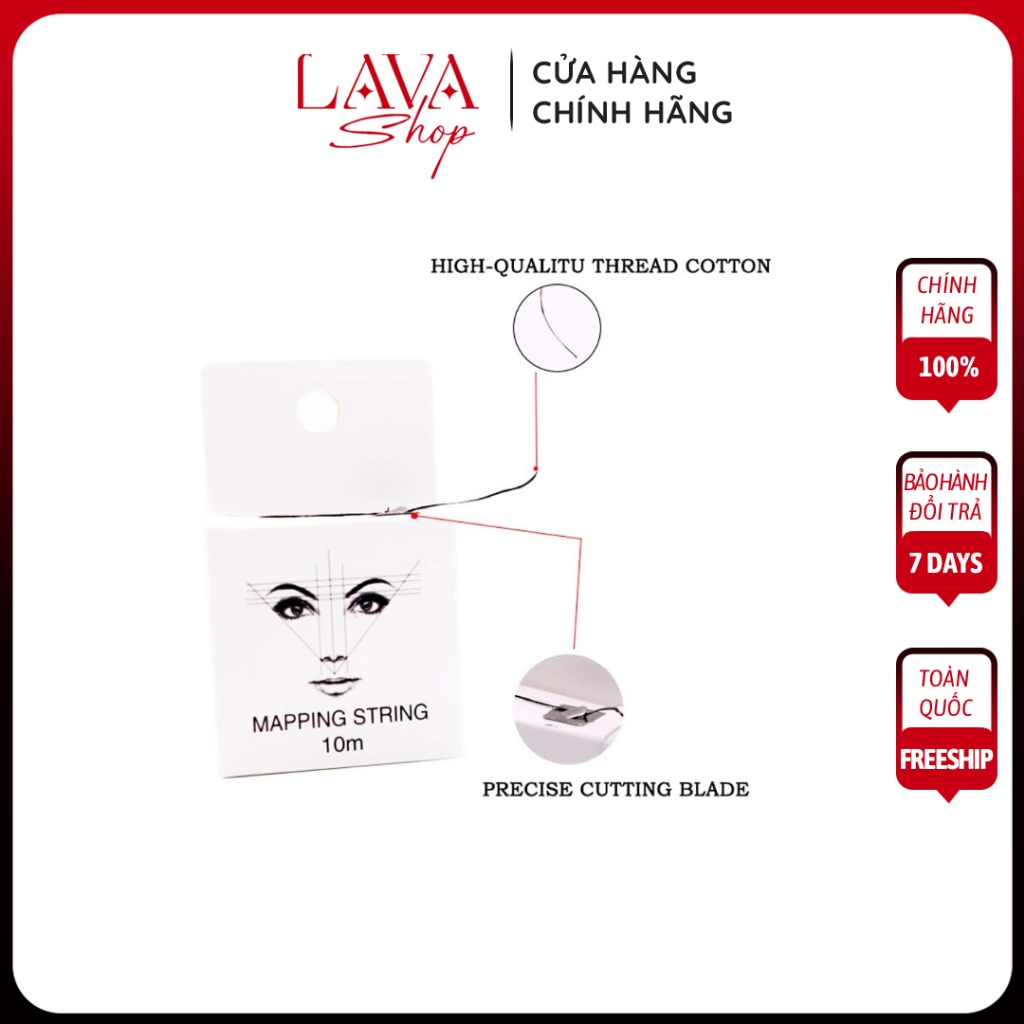 Chỉ than hoạt tính đo vẽ lông mày cuộn MAPPING STRING 10m, chỉ vẽ lông mày màu trắng