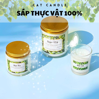 Nến Thơm Phòng Handmade - Nến Thơm Không Khói Hương Bạc Hà Sáp Thực Vật Lành Tính - Nến Thơm Quà Tặng - Cát Candle