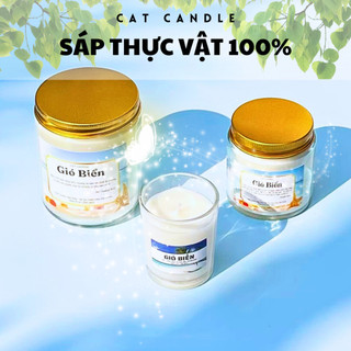 Nến Thơm Phòng Không Khói - Nến Thơm Handmade Gió Biển Sáp Thực Vật Lành Tính - Nến Thơm Quà Tặng - Cát Candle