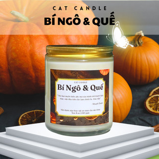 Nến Thơm Phòng Không Khói - Nến Thơm Handmade Hương Bí Ngô & Quế Sáp Thực Vật Lành Tính - Nến Thơm Quà Tặng - Cát Candle