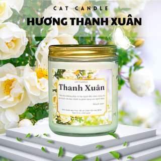 Nến Thơm Phòng Không Khói - Nến Thơm Handmade Hương Thanh Xuân Sáp Thực Vật Lành Tính - Nến Thơm Quà Tặng - Cát Candle