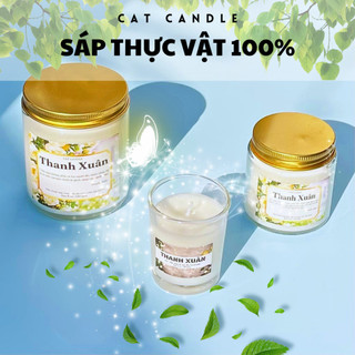 Nến Thơm Phòng Không Khói - Nến Thơm Handmade Hương Thanh Xuân Sáp Thực Vật Lành Tính - Nến Thơm Quà Tặng - Cát Candle