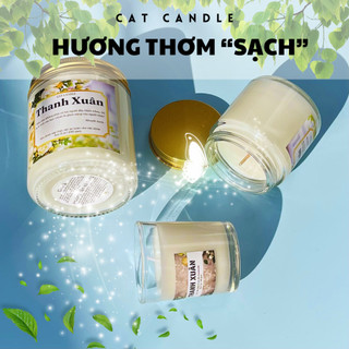 Nến Thơm Phòng Không Khói - Nến Thơm Handmade Hương Thanh Xuân Sáp Thực Vật Lành Tính - Nến Thơm Quà Tặng - Cát Candle