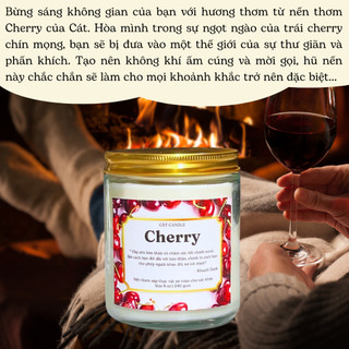 Nến Thơm Phòng Không Khói - Nến Thơm Handmade Hương Cherry Sáp Thực Vật Lành Tính - Nến Thơm Quà Tặng - Cát Candle