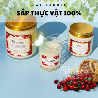 Nến Thơm Phòng Không Khói - Nến Thơm Handmade Hương Cherry Sáp Thực Vật Lành Tính - Nến Thơm Quà Tặng - Cát Candle