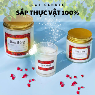 Nến Thơm Cao Cấp - Nến Thơm Handmade Hương Hoa Hồng Sáp Thực Vật Không Khói Lành Tính - Nến Thơm Quà Tặng - Cát Candle