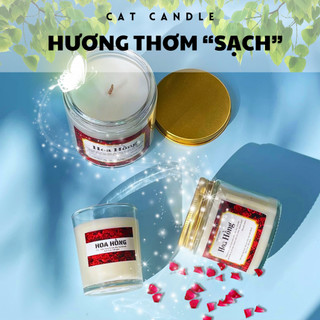 Nến Thơm Cao Cấp - Nến Thơm Handmade Hương Hoa Hồng Sáp Thực Vật Không Khói Lành Tính - Nến Thơm Quà Tặng - Cát Candle