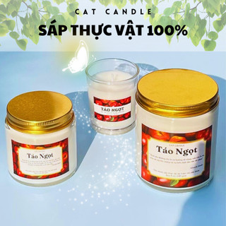 Nến Thơm Phòng Không Khói - Nến Thơm Handmade Hương Táo Ngọt Sáp Thực Vật Lành Tính - Nến Thơm Quà Tặng - Cát Candle