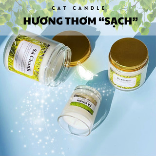Nến Thơm Cao Cấp - Nến Thơm Handmade Không Khói Hương Sả Chanh Sáp Thực Vật Lành Tính - Nến Thơm Quà Tặng - Cát Candle