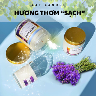 Nến Thơm Phòng Không Khói - Nến Thơm Handmade Hoa Oải Hương Sáp Thực Vật Lành Tính - Nến Thơm Quà Tặng - Cát Candle