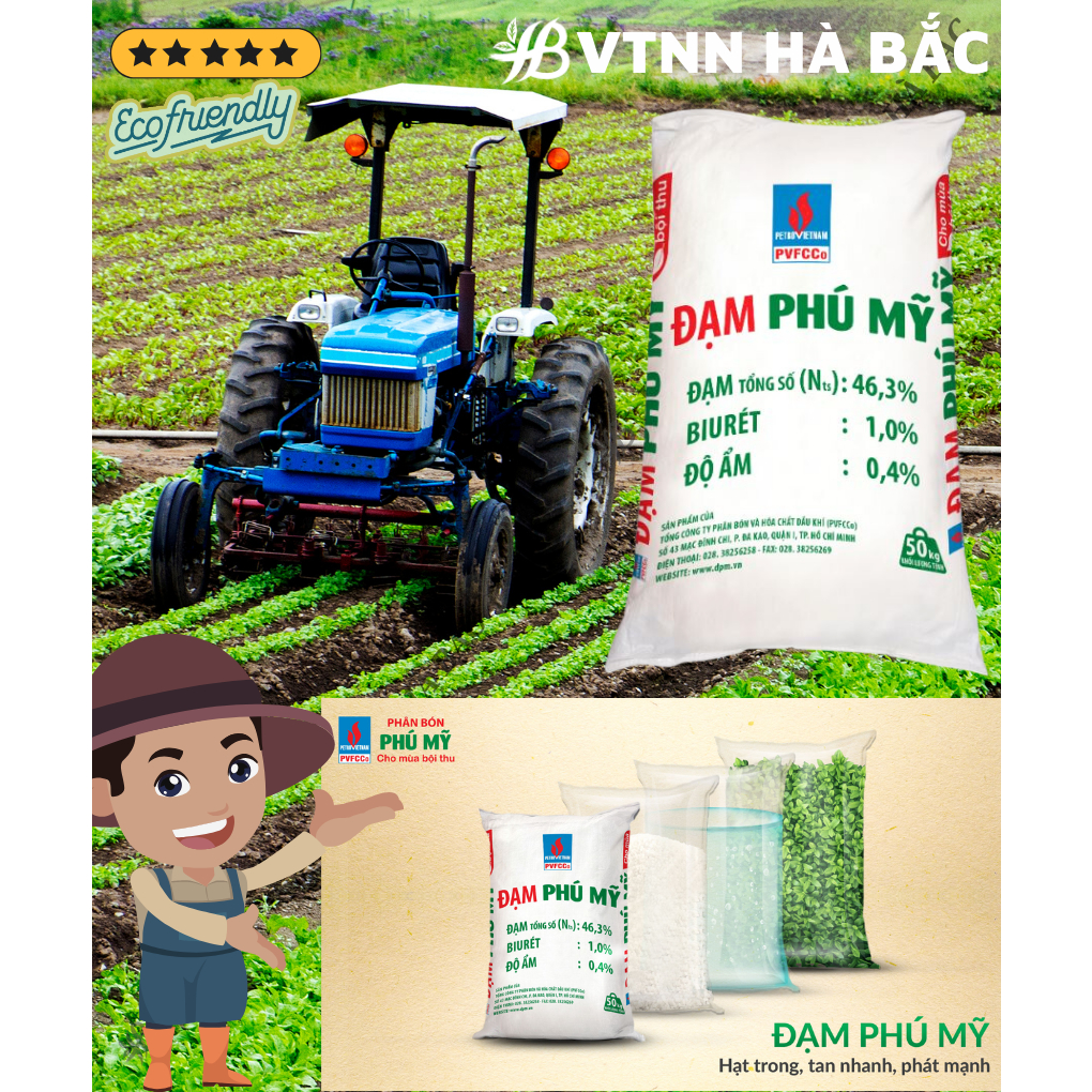 Phân Đạm Urê Phú Mỹ Túi 100GR/500GR/1KG (bán lẻ) - Phân Bón Vô Cơ, Chuyên Dùng Cho Rau Màu, Hoa, Cây Cảnh