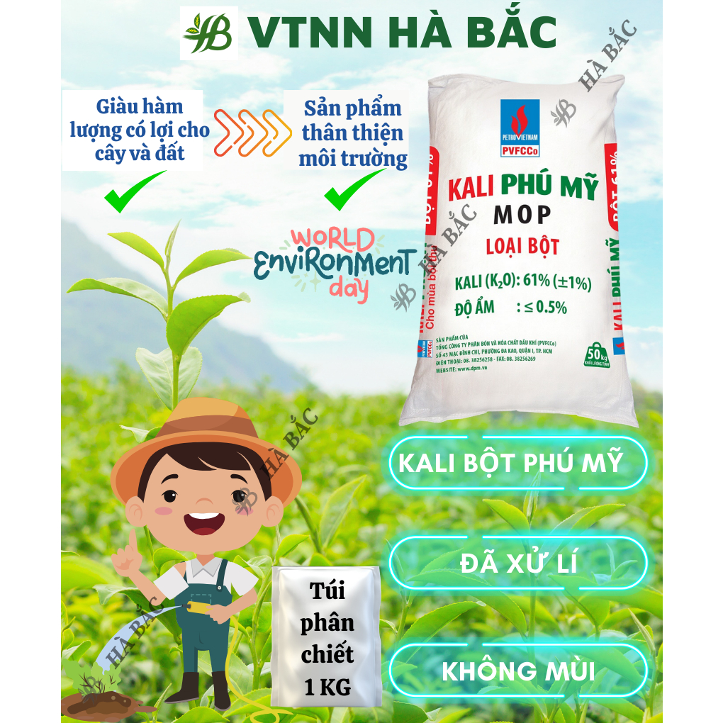 Phân Kali Đỏ PHÚ MỸ Túi 500GR/1KG (bán lẻ)  - Giúp Cây Cho Trái Lớn, Tăng Độ Tươi Bóng Cho Hoa