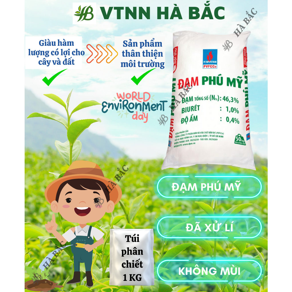 Phân Đạm Urê Phú Mỹ Túi 100GR/500GR/1KG (bán lẻ) - Phân Bón Vô Cơ, Chuyên Dùng Cho Rau Màu, Hoa, Cây Cảnh