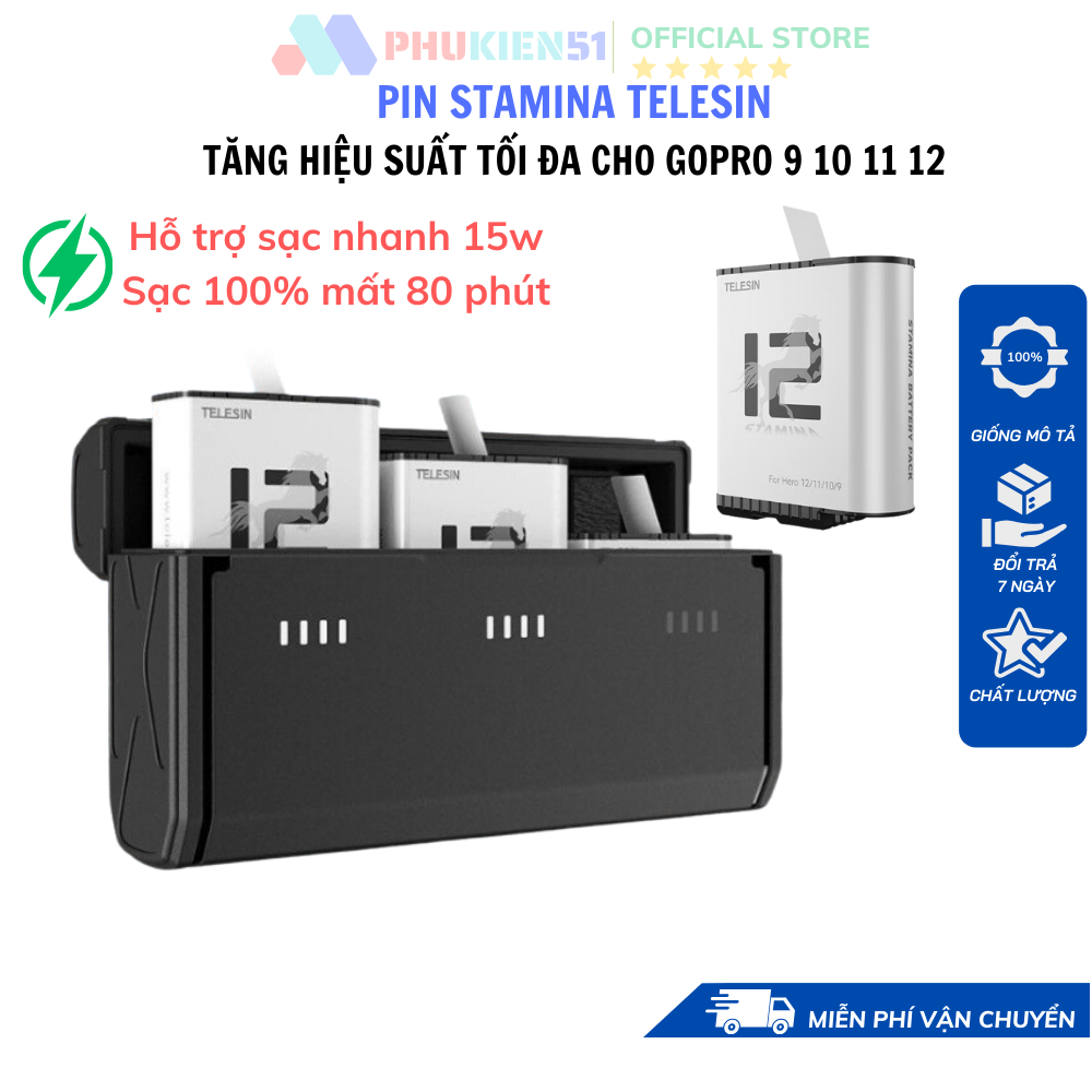 Pin GoPro TELESIN STAMINA - Hiệu suất cao GoPro Hero 9 10 11 12 Black ...