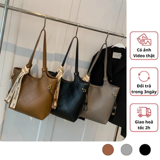 Túi size to công sở đi học đi làm túi tote chất da mềm đeo vai đựng vừa laptop kèm dây vải size 35 3 màu đen ghi nâu 7