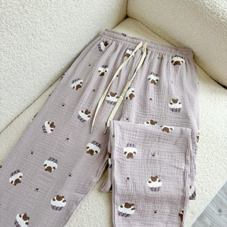 𝗛𝗮̀𝗻𝗴 𝗰𝗵𝗶́𝗻𝗵 𝗵𝗮̃𝗻𝗴 Quần ngủ xô muslin hoạ tiết dễ thương - O.N WORKSHOP