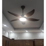 Quạt Trần Đèn trang trí 5 cánh màu vân gỗ ( 6 số có đảo chiều) điều khiển từ xa , bảo hành động cơ 5 năm — ảnh 4