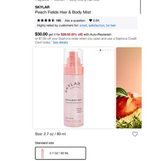 ( bill usa) xịt thơm body mùi đào Skylar Hair and Body Mist