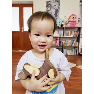 Chó Gỗ Lắc Tai Bé Kéo Đi Chơi Bằng Gỗ Tự Nhiên, Bộ đồ chơi cho bé, Đồ Chơi Bằng Gỗ Chàng Trai Gỗ