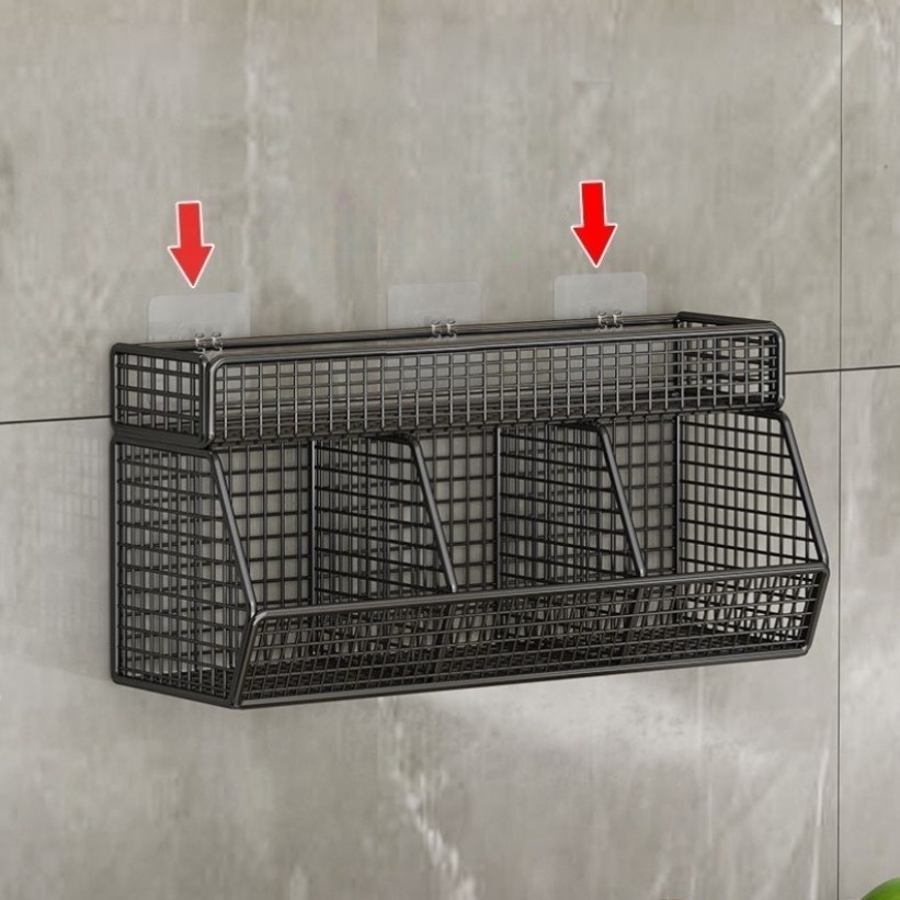 Kệ đựng gia vị 3 ngăn 1,2 tầng treo tường kệ đựng đồ đa năng dán tường ,đựng hành tỏi