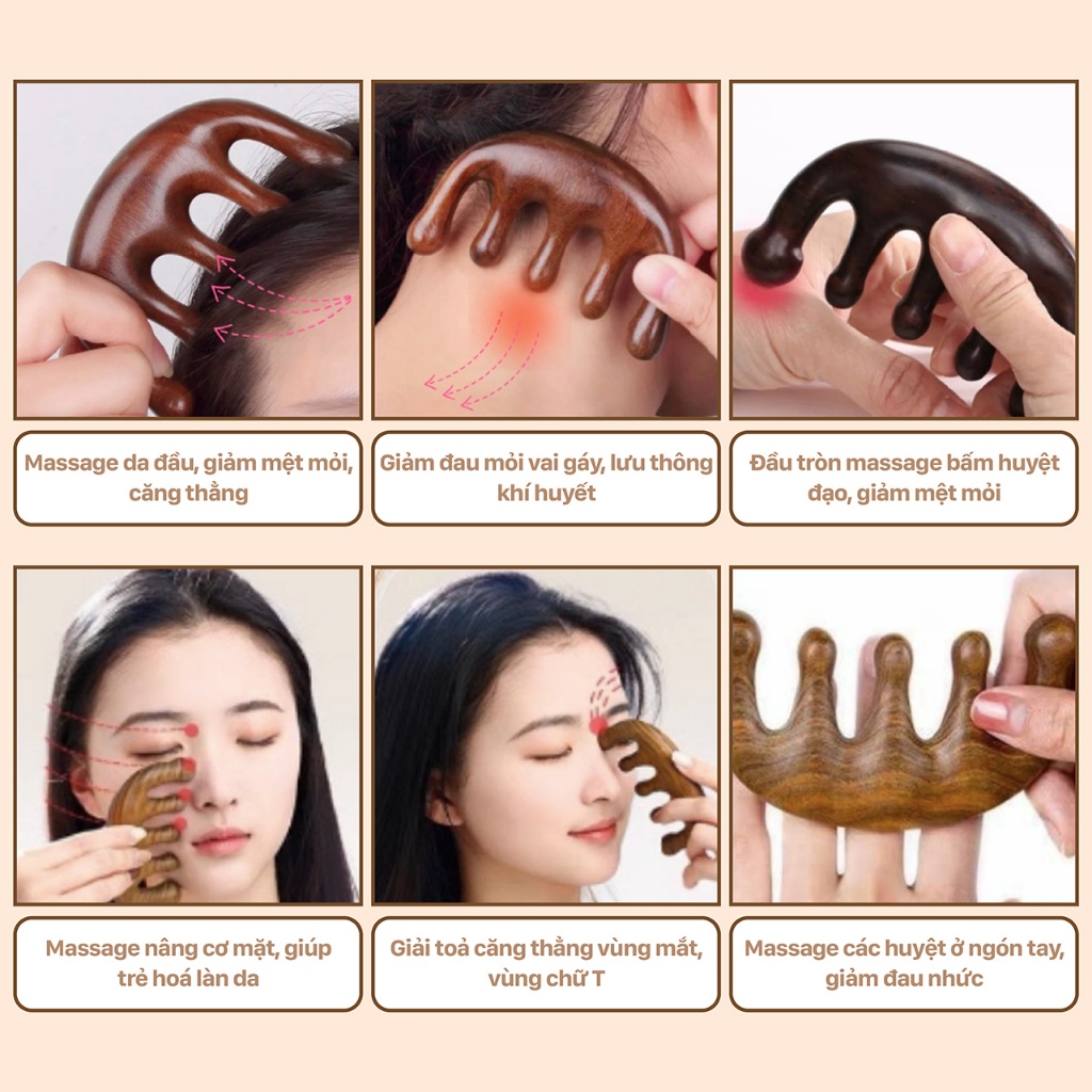 Ảnh Lược Gỗ Đàn Hương VƯỜN THẢO MỘC massage da đầu,giảm đau đầu và căng thẳng dành cho cả nam và nữ 2