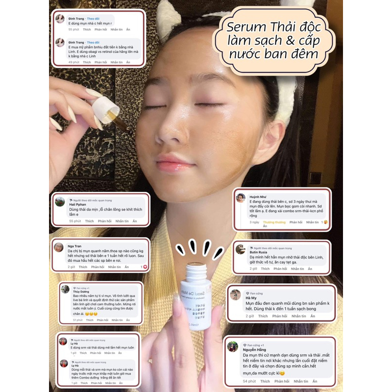 (Tặng nạ) Serum làm sạch và cấp nước ban đêm hạn 2028  rose de seoul Thải độc seoul de matte  IS372