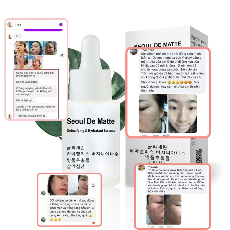(Tặng nạ) Serum làm sạch và cấp nước ban đêm hạn 2028  rose de seoul Thải độc seoul de matte  IS372