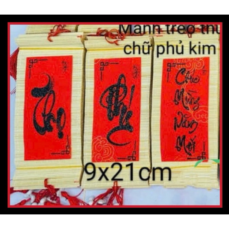 MÀNH TRÚC THƯ PHÁP CHỮ SỐ PHỦ KIM TUYẾN KT9x21CM - VPP QUỐC HUY