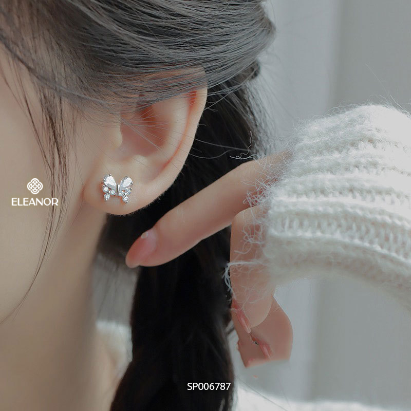 Bông tai nữ chuôi bạc 925 Eleanor Accessories hồ điệp đính đá phụ kiện trang sức khuyên tai 6746