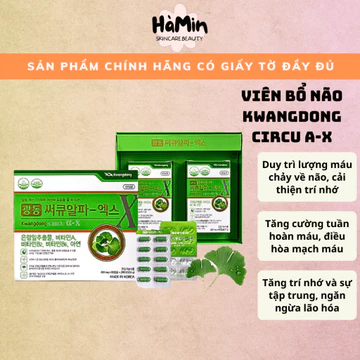 Viên bổ não Kwangdong Circu A-X giúp bổ não, tăng cường trí nhớ Hộp 2 lọ x 60 viên