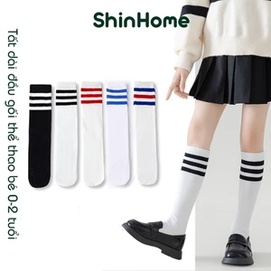 Tất dài đầu gối kẻ sọc phong cách thể thao cho bé trai bé gái sơ sinh 1-3 tuổi ShinHome Baby