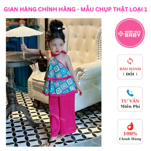 Set Lụa NGÂN NGA BABY thiết kế chất siêu xịn mát, Bộ yếm hồng họa tiết thời trang bé gái
