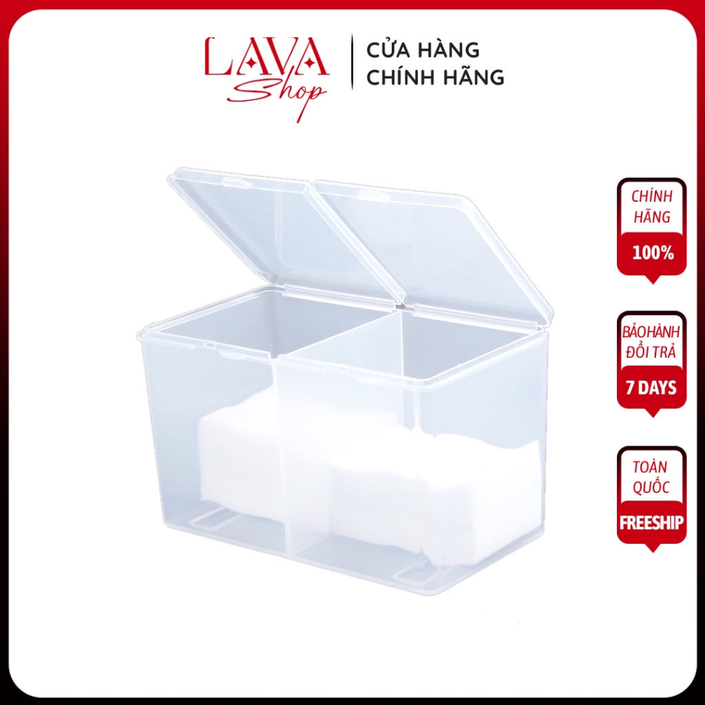 Hộp Nhựa 2 Ngăn Dùng Để Đựng Bông Tẩy Trang Chất Lượng Cao | dcpxtrangphamsg