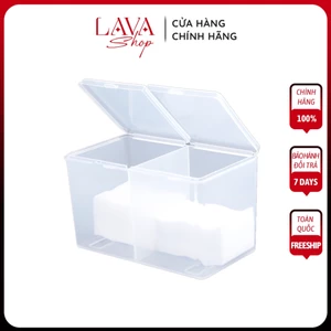 Hộp Nhựa 2 Ngăn Dùng Để Đựng Bông Tẩy Trang Chất Lượng Cao | dcpxtrangphamsg