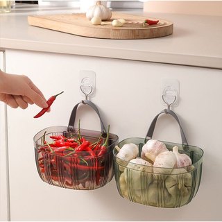 Giỏ treo tường đựng hành tỏi, gừng mẫu mới, Giỏ đựng hành tỏi dành cho nhà bếp (có miếng dán)