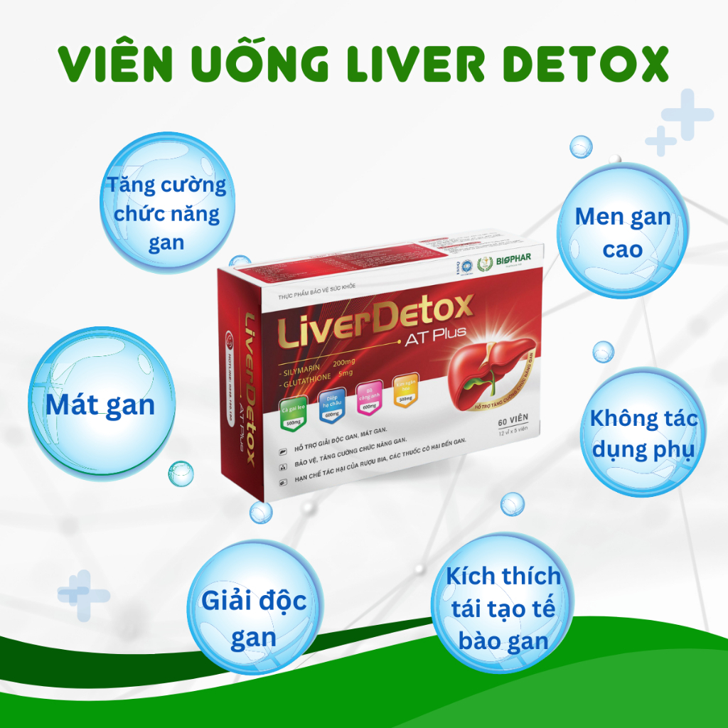 [Combo 5 Hộp Tặng 1] Viên uống hỗ trợ thải độc gan mát gan Biophar Liver Detox bảo vệ tăng cường chức năng gan