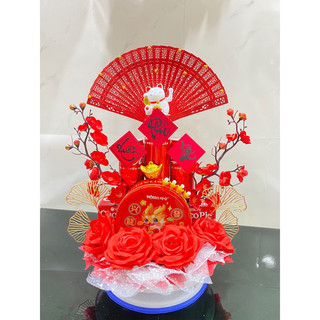 Nhánh đào cổ trang trí oản , tháp bánh Tết ,…Hoa giả decor