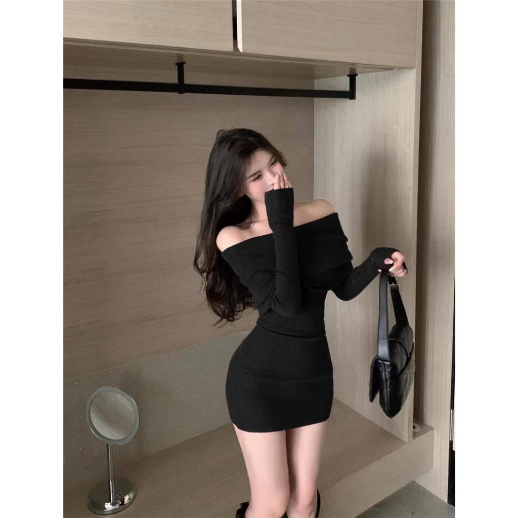 [CÓ SIZE ] Đầm Body Trễ Vai Đón Tết RANSHI Siêu Đẹp Màu Đỏ Đô Và Đen Tôn Dáng Sáng Da Váy Dày Dặn Hai Lớp