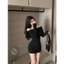 Đầm Body Trễ Vai Đón Tết RANSHI Siêu Đẹp Màu Đỏ Đô Và Đen Tôn Dáng Sáng Da Váy Dày Dặn Hai Lớp