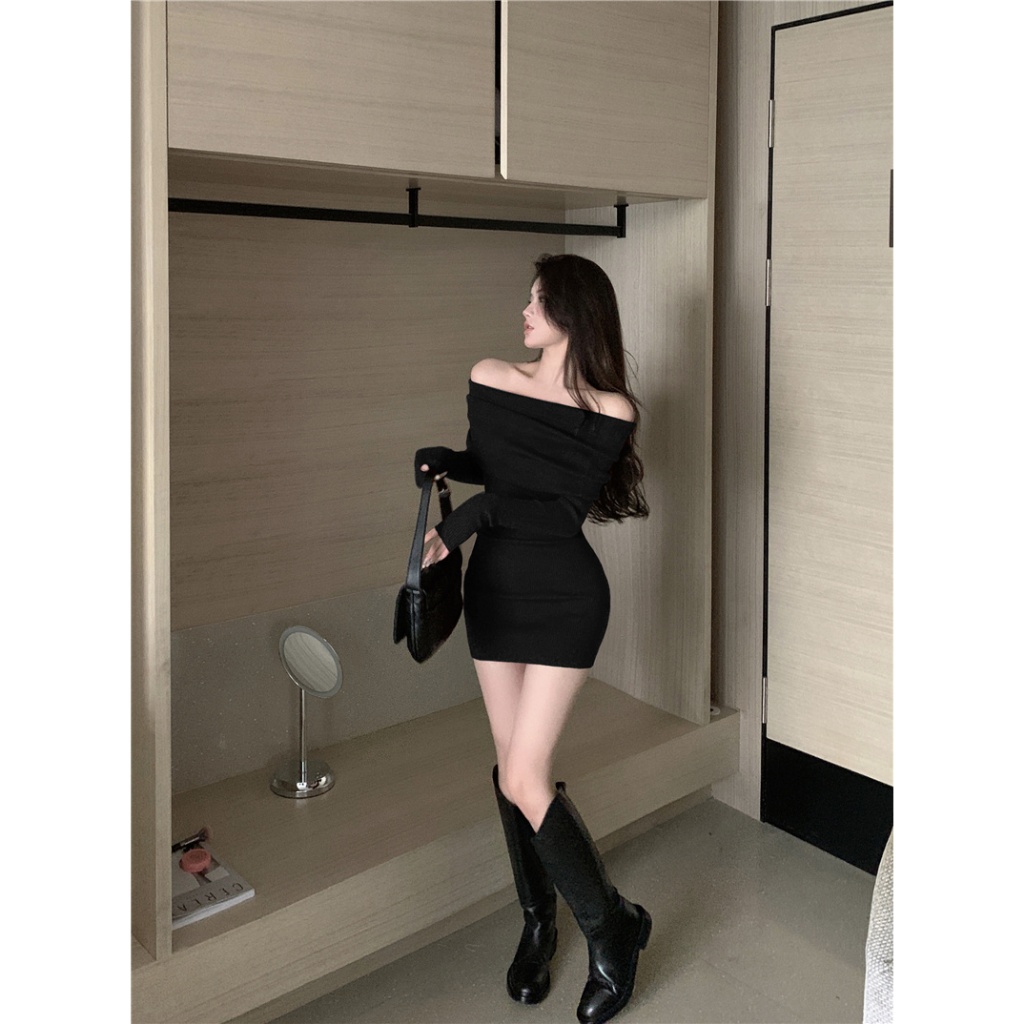 [CÓ SIZE ] Đầm Body Trễ Vai Đón Tết RANSHI Siêu Đẹp Màu Đỏ Đô Và Đen Tôn Dáng Sáng Da Váy Dày Dặn Hai Lớp