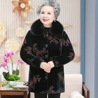 Áo khoác nhung dày dặn giữ ấm mùa đông cho bà già 60-70 tuổi，quần áo bà già mùa đông