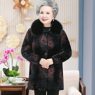 Áo khoác nhung dày dặn giữ ấm mùa đông cho bà già 60-70 tuổi，quần áo bà già mùa đông