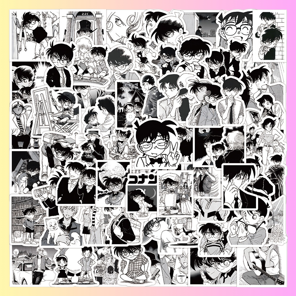 28 - Set 50 Sticker Thám Tử Lừng Danh Conan Màu Trắng Đen | Shopee Việt Nam