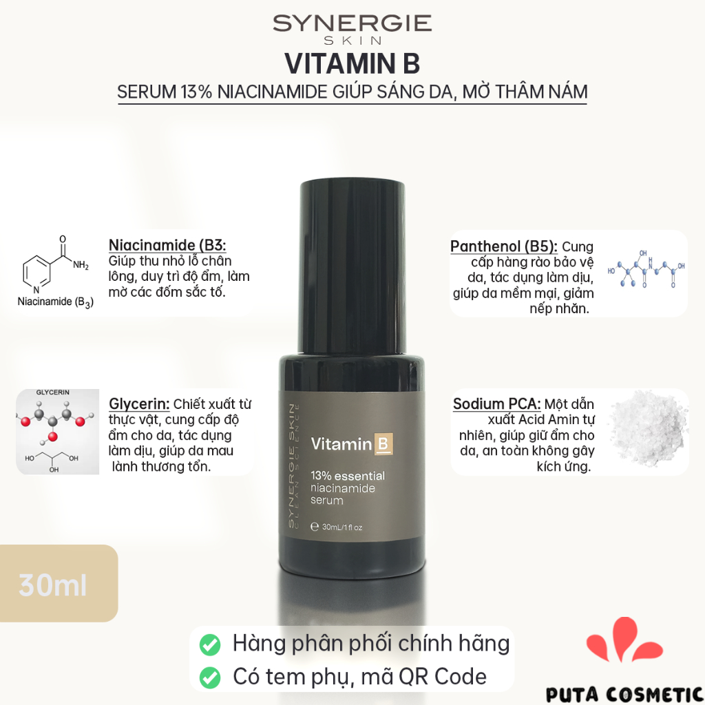 Serum Synergie Skin Vitamin B 13% - Serum Dưỡng ẩm, Phục Hồi Làm Sáng ...