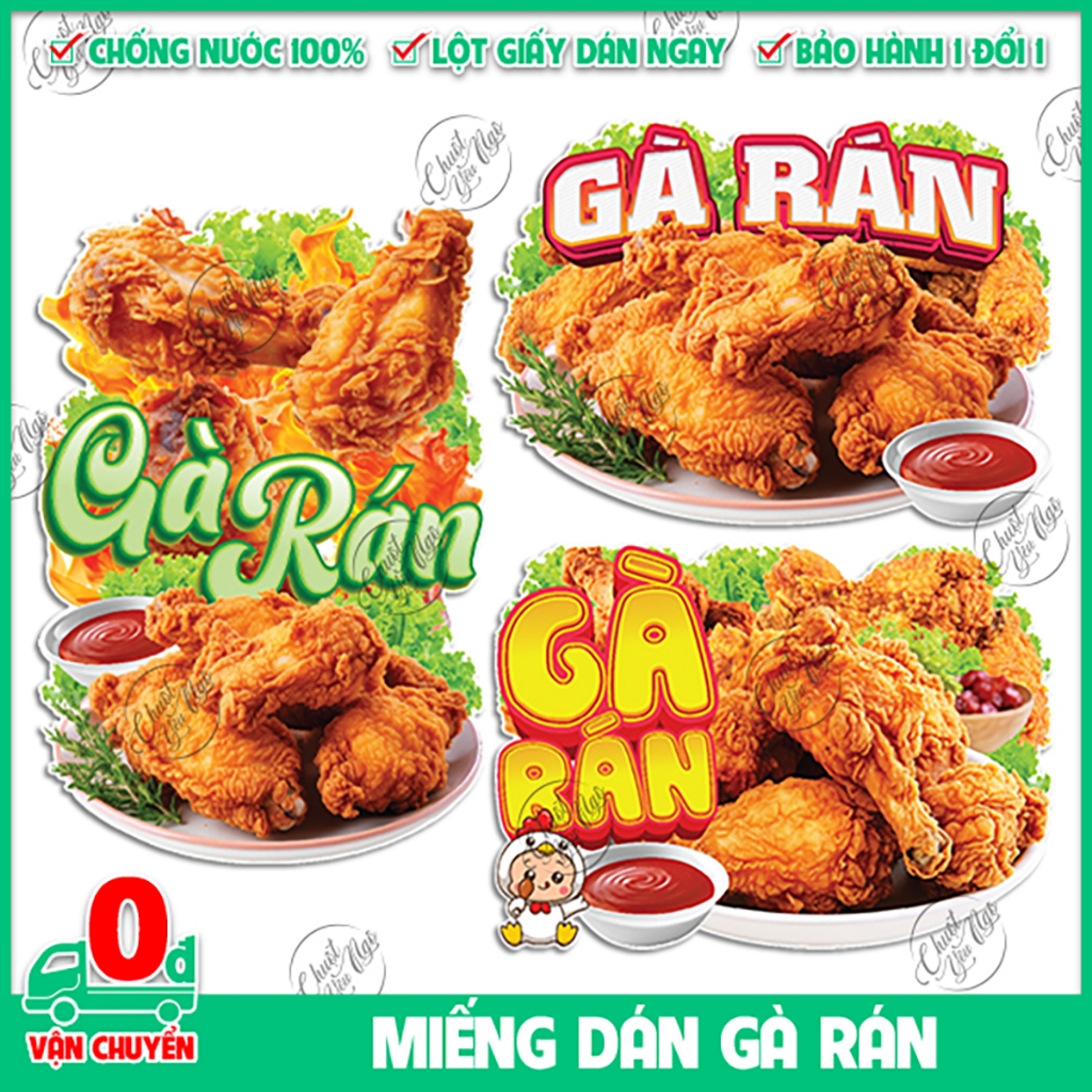 Miếng dán GÀ RÁN sticker trang trí xe đẩy dán tường decal trang trí ...