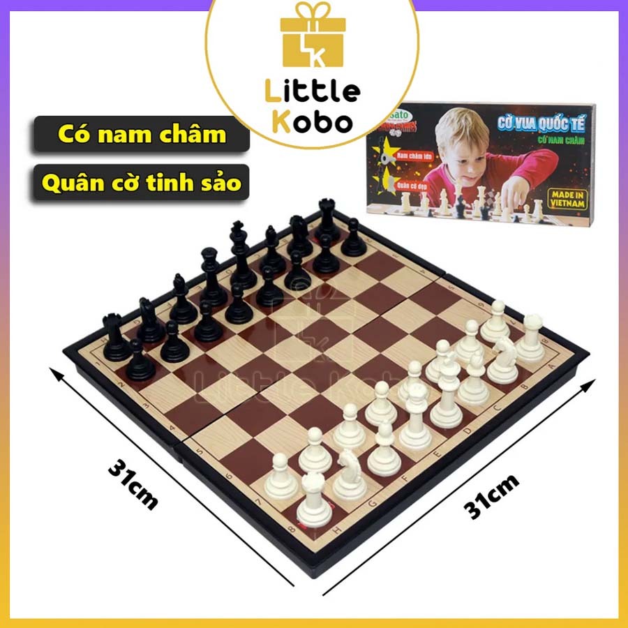 [Sato] Bộ Cờ Vua Nâu Gỗ Size Lớn Nam Châm Sato041 Đồ Chơi Trí Tuệ Thể Thao Boardgame Cờ Quốc Tế
