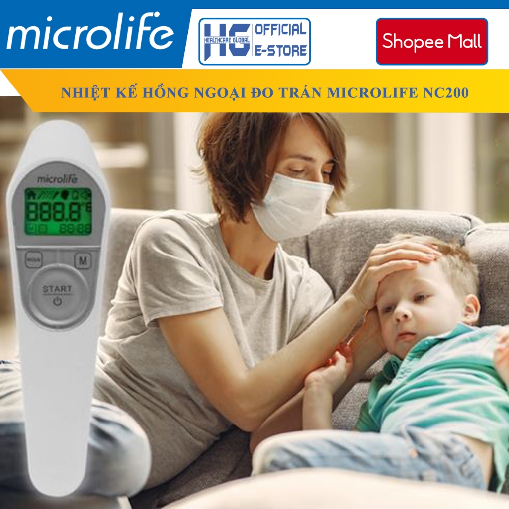 Ảnh Nhiệt Kế Điện Tử Hồng Ngoại Microlife NC200 | Phát Hiện Sốt Nhanh , Độ Chính Xác Cao 3 Trong 1 2