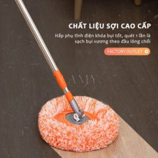Chổi quét trần nhà, cây lau trần nhà, chổi lau nhà hình hoa hướng dương đa năng xoay 180 độ cán inox dài 180cm